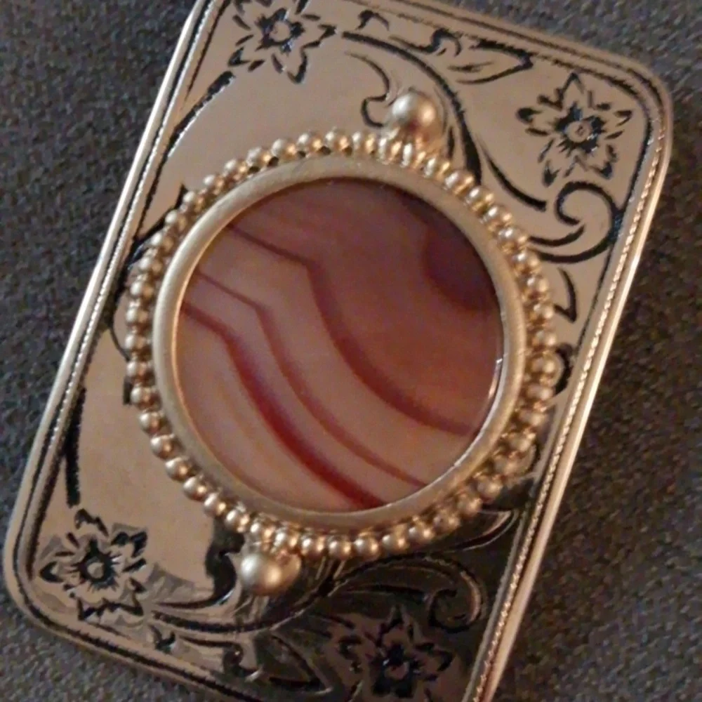 Vintage Bohemian Gypsy Festival Belt Buckle Natural Stone
